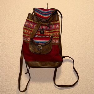 Bohemian Red and Brown Backpack